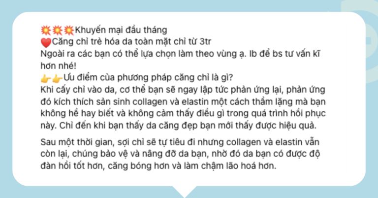 Căng Chỉ Da Mặt Giá Bao Nhiêu